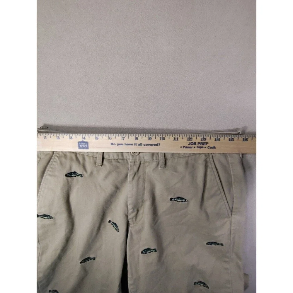 J.Crew The Sutton Chinos Mens 32x32 Khaki Embroidered Fish All Over Trousers